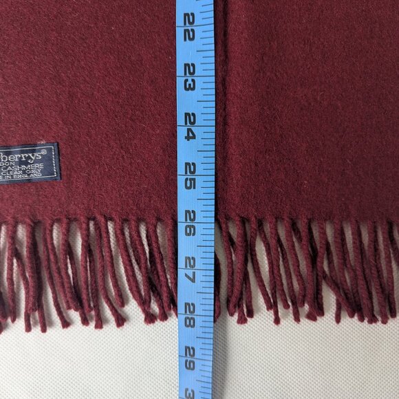 BURBERRY London Vintage Solid Knit 100% Cashmere Neck Warmer Maroon SCARF - Picture 5 of 6